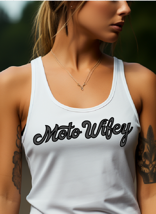 MotoWifey Tank Top White